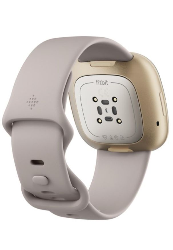 Fitbit by Google Sense złoto-beżowy. Kolor: złoty, wielokolorowy, beżowy. Materiał: skóra