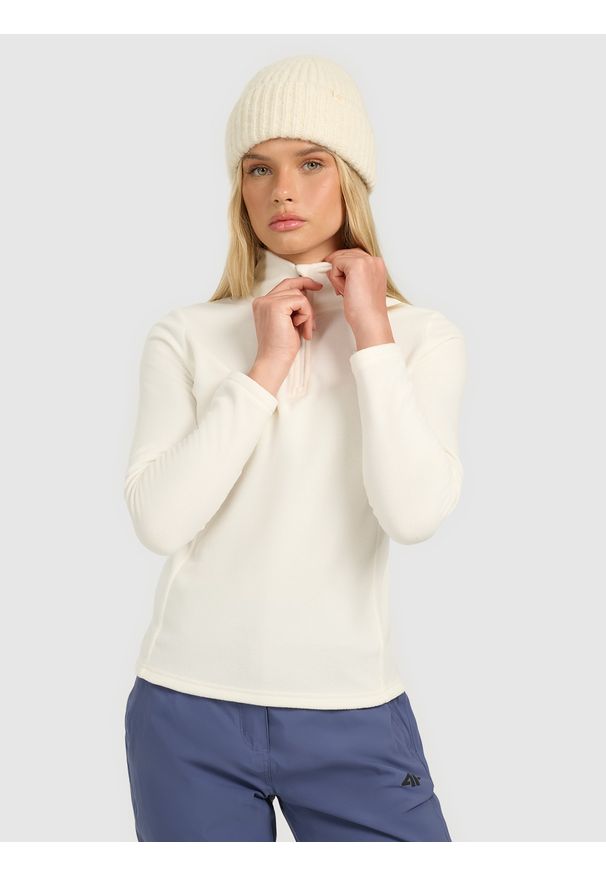 4f - 4F Bielizna termiczna polarowa (góra) damska - beżowa XXL. Typ kołnierza: kołnierzyk stójkowy. Kolor: beżowy. Materiał: polar. Sezon: zima. Sport: turystyka piesza