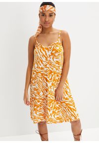 bonprix - Sukienka z dżerseju ze zrównoważonej wiskozy. Kolor: pomarańczowy. Materiał: wiskoza, jersey. Sezon: lato