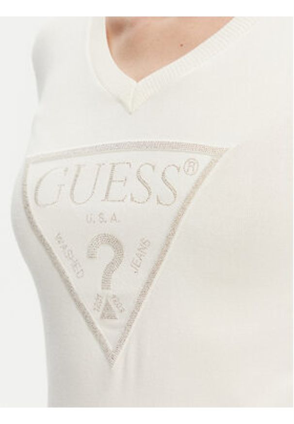 Guess Sweter W5GR19 Z2NQ2 Écru Regular Fit. Materiał: wiskoza