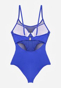 Born2be - Niebieski Strój Kąpielowy Jednoczęściowy z Siateczkowymi Panelami Thelona. Kolor: niebieski #3