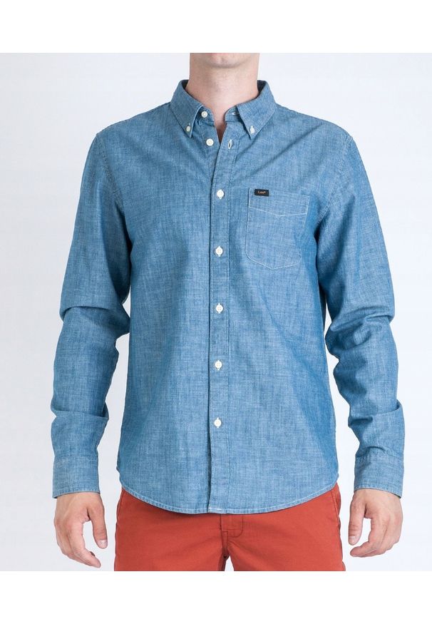 Lee - LEE BUTTON DOWN MĘSKA KOSZULA JEANSOWA SKY BLUE L880KYEQ 112123248. Typ kołnierza: button down. Materiał: jeans
