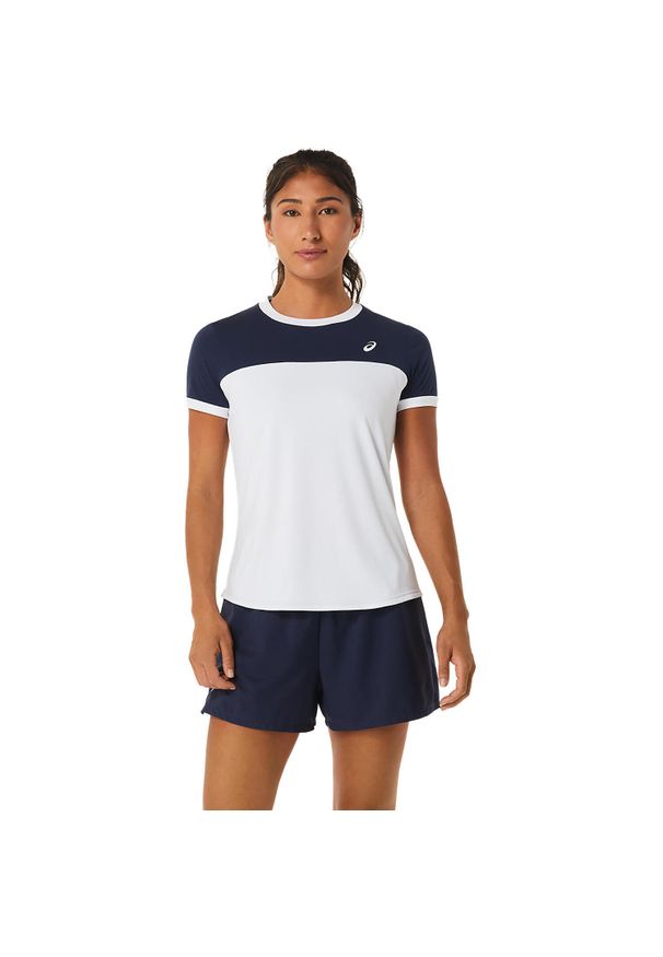 Jersey court kobieta Asics. Kolor: wielokolorowy, niebieski, biały, czarny. Materiał: jersey. Długość: krótkie