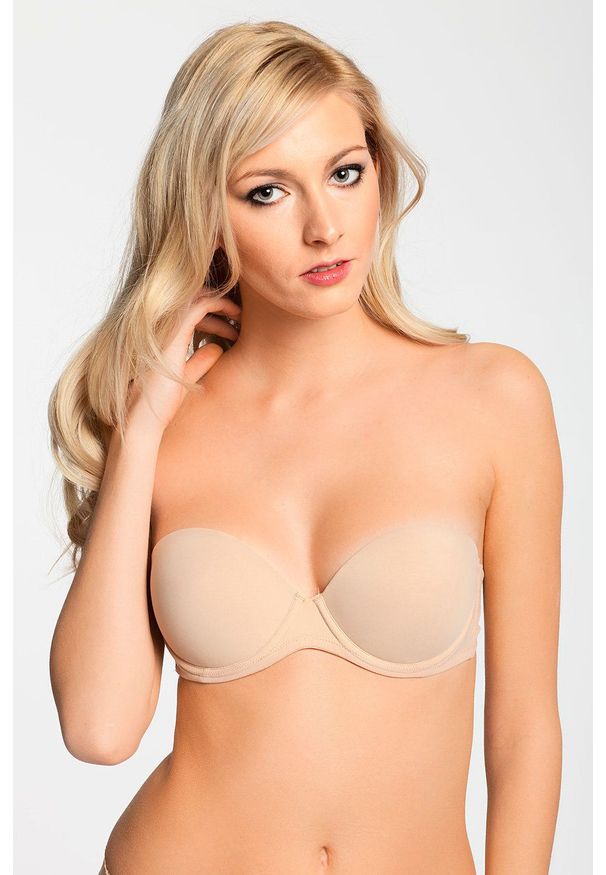 Calvin Klein Underwear - Biustonosz Strapless Push. Kolor: beżowy