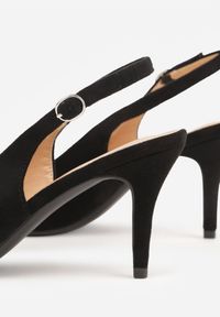 Renee - Czarne Sandały na Szpilce w Stylu Slingback Tarosie. Okazja: na co dzień. Zapięcie: sprzączka. Kolor: czarny. Materiał: jeans. Sezon: wiosna. Obcas: na szpilce. Styl: casual, elegancki #2