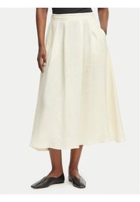 Marella Spódnica trapezowa Biada 2615101082 Écru Regular Fit. Kolor: kremowy. Materiał: len #1