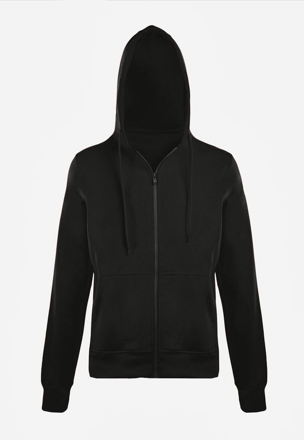 Renee - Czarna Bluza z Kapturem Zapinana na Suwak Edan. Okazja: na co dzień. Typ kołnierza: kaptur. Kolor: czarny. Materiał: jeans, polar. Styl: casual, klasyczny, sportowy