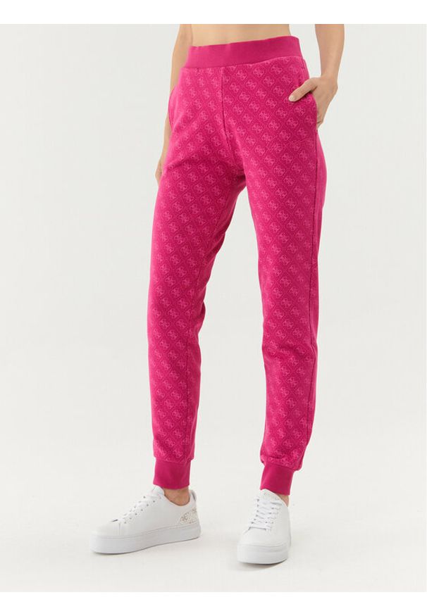 Guess Spodnie dresowe V3BB18 K7ON1 Różowy Regular Fit. Kolor: różowy. Materiał: bawełna, dresówka