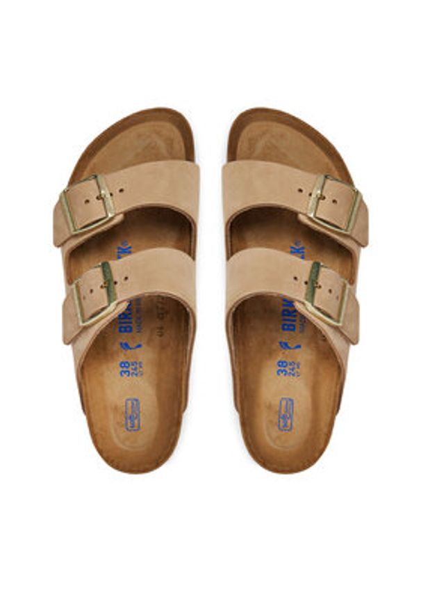 Birkenstock Klapki Arizona 1019016 Beżowy. Kolor: beżowy. Materiał: skóra, nubuk