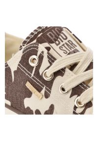 Big-Star - Trampki damskie Big Star, tekstylna cholewka zwierzęcy print sznurowany fason klasyczna gumowa podeszwa okrągły nosek, brązowe, TT274771. Nosek buta: okrągły. Zapięcie: sznurówki. Kolor: brązowy. Materiał: guma. Szerokość cholewki: normalna. Wzór: motyw zwierzęcy, nadruk. Styl: klasyczny #3