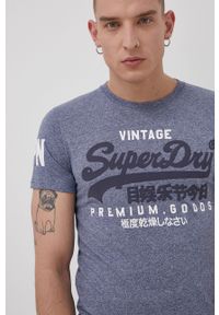 Superdry T-shirt męski melanżowy. Okazja: na co dzień. Kolor: fioletowy. Wzór: melanż. Styl: casual