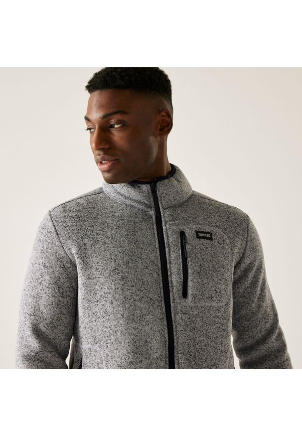 Regatta - Polar męski rozsuwany Barlee. Kolor: szary. Materiał: polar. Wzór: melanż. Sport: turystyka piesza