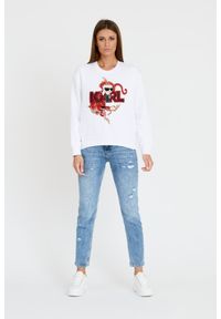 Karl Lagerfeld - KARL LAGERFELD Biała damska bluza ikonik lny, Rozmiar S. Kolor: biały. Materiał: len. Wzór: haft #6