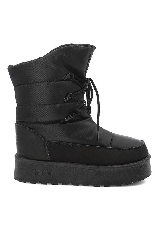 Big-Star - Czarne Śniegowce Big Star Ocieplane Obuwie Damskie. Okazja: na co dzień, na spacer. Kolor: czarny. Materiał: materiał, puch. Szerokość cholewki: normalna. Sezon: zima. Styl: casual, klasyczny