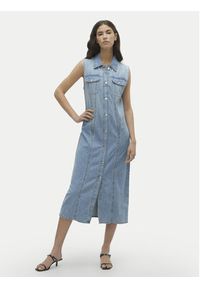 Vero Moda Sukienka jeansowa Zadie 10309673 Niebieski Regular Fit. Kolor: niebieski. Materiał: bawełna #4