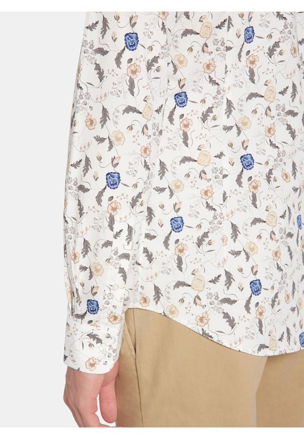 Pako Lorente - PAKO LORENTE - Biała koszula męska kwiaty. Kolor: biały. Materiał: bawełna, elastan. Długość rękawa: długi rękaw. Długość: długie. Wzór: kwiaty. Sezon: jesień
