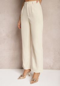Renee - Ciemnobeżowe Eleganckie Spodnie Cygaretki o Szerokich Nogawkach Vonlea. Okazja: do pracy, na spotkanie biznesowe. Kolor: beżowy. Styl: elegancki #3