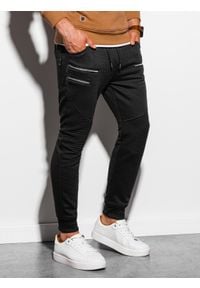 Ombre Clothing - Spodnie męskie dresowe P900 - czarne - XXL. Kolor: czarny. Materiał: dresówka