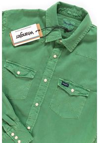 Wrangler - KOSZULA WRANGLER WESTERN SHIRT FAIRWAY GREEN W5965MV1Q. Materiał: jeans. Styl: elegancki #8