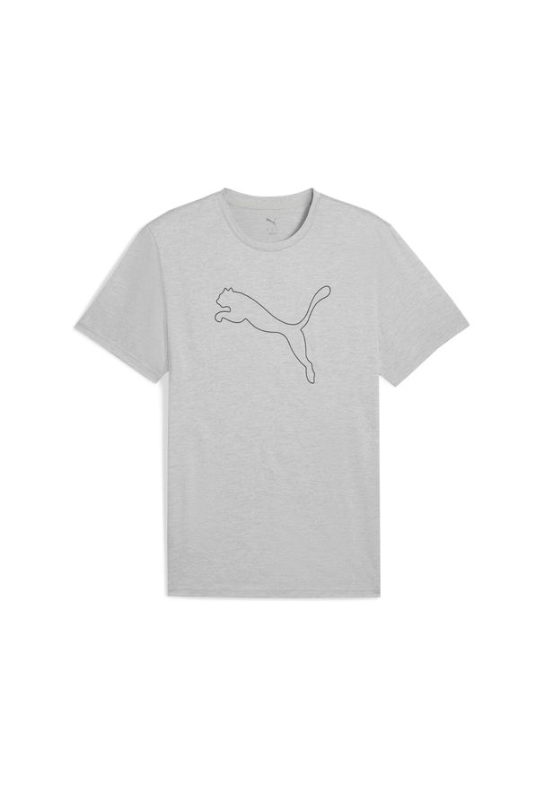 Puma - Męska melanżowa koszulka TAD ESSENTIALS z logo Cat PUMA. Kolor: szary, wielokolorowy, czarny. Wzór: melanż. Sport: fitness