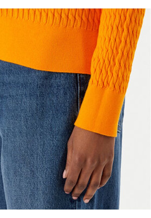 TOMMY HILFIGER - Tommy Hilfiger Sweter Fine WW0WW44993 Pomarańczowy Regular Fit. Kolor: pomarańczowy. Materiał: bawełna