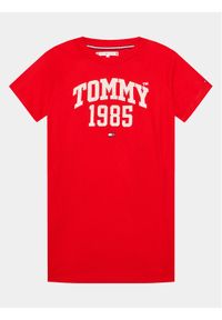 TOMMY HILFIGER - Tommy Hilfiger Sukienka codzienna Varsity KG0KG07191 D Czerwony Regular Fit. Okazja: na co dzień. Kolor: czerwony. Materiał: bawełna. Typ sukienki: proste. Styl: casual #1