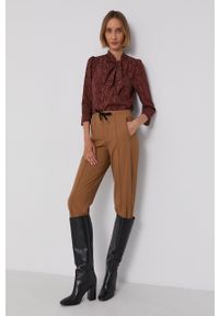 Drykorn Spodnie Access damskie kolor brązowy proste high waist. Stan: podwyższony. Kolor: brązowy #3