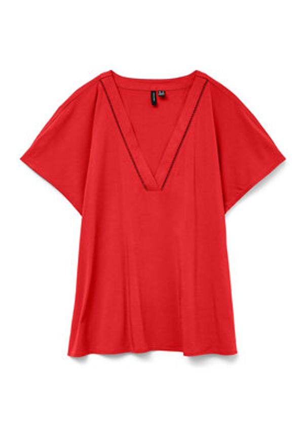 Vero Moda Bluzka Bella 10327551 Czerwony Regular Fit. Kolor: czerwony. Materiał: wiskoza