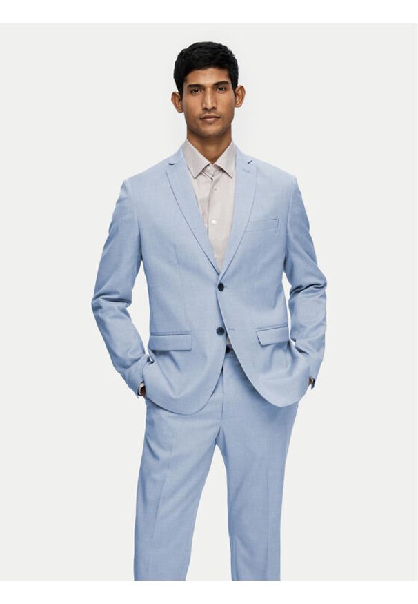 Selected Homme Marynarka 16092418 Błękitny Slim Fit. Kolor: niebieski. Materiał: syntetyk