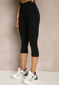 Renee - Czarne Casualowe Legginsy z Bawełny High Waist o Długości 3/4 Grefea. Okazja: na co dzień. Stan: podwyższony. Kolor: czarny. Materiał: bawełna. Sezon: lato. Styl: casual