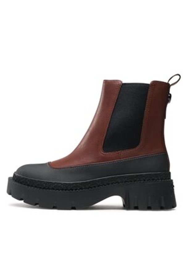 Coach Botki Jayla Leather Bootie CM770 Brązowy. Kolor: brązowy. Materiał: skóra
