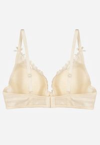 Born2be - Jasnobeżowy Koronkowy Biustonosz z Ozdobnymi Kokardkami na Ramiączkach Aeleolopei. Kolor: beżowy. Materiał: koronka. Wzór: koronka, aplikacja #4