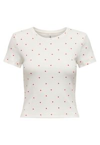 only - ONLY T-Shirt Fenja 15347986 Biały Slim Fit. Kolor: biały. Materiał: bawełna #5