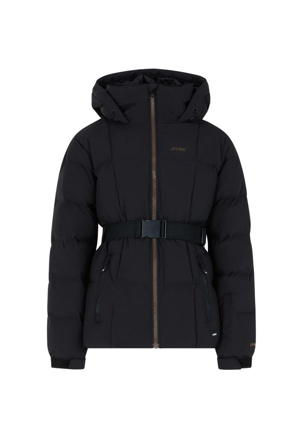 Protest - Kurtka narciarska/snowboardowa pikowana z kapturem zapinana na zamek Junior. Typ kołnierza: kaptur. Kolor: czarny. Sezon: zima. Sport: snowboard, narciarstwo