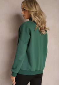 Renee - Zielona Ocieplana Bluza Bawełniana z Półgolfem Heraia. Kolor: zielony. Materiał: bawełna #4