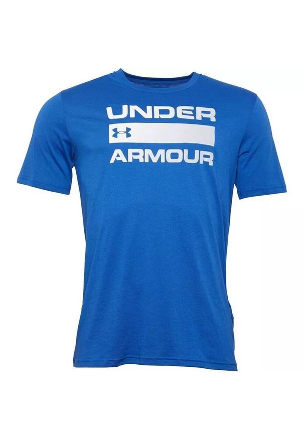 Under Armour - Męska Koszulka Z Napisem Team Issue. Kolor: niebieski. Wzór: napisy