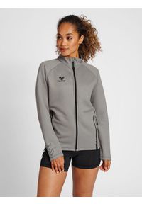 Bluza do piłki ręcznej damska Hummel Cima XK zapinana na zamek. Kolor: szary. Materiał: dresówka