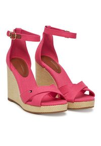 TOMMY HILFIGER - Tommy Hilfiger Sandały Flag High Wedge Espad Crisscross FW0FW08661 Różowy. Kolor: różowy. Materiał: materiał #6