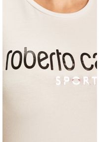 ROBERTO CAVALLI SPORT - Roberto Cavalli Sport - T-shirt. Kolor: biały. Materiał: dzianina. Wzór: nadruk. Styl: sportowy #3