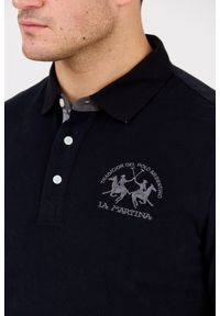 La Martina - LA MARTINA Czarny męski longsleeve polo HEAVY JERSEY. Typ kołnierza: polo. Kolor: czarny. Materiał: jersey. Długość rękawa: długi rękaw. Długość: długie. Styl: klasyczny #6