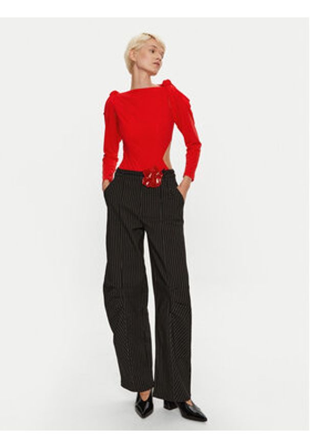 ROTATE Spodnie materiałowe Cassandria 1131372470 Czarny Loose Fit. Kolor: czarny. Materiał: wiskoza