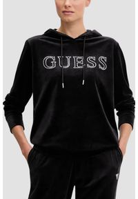 Guess - GUESS Czarna damska bluza z kapturem i cyrkoniami Couture, Rozmiar S. Typ kołnierza: kaptur. Kolor: czarny #1