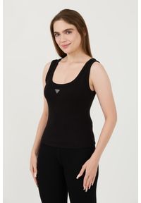 Guess - GUESS Czarny damski top Triangle Bling Rib Tank, Rozmiar S. Kolor: czarny #5