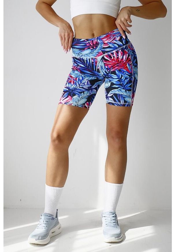 2SkIN - Krótkie legginsy damskie 2skin Tropicana. Kolor: wielokolorowy. Materiał: elastan, poliester. Długość: krótkie. Sport: bieganie