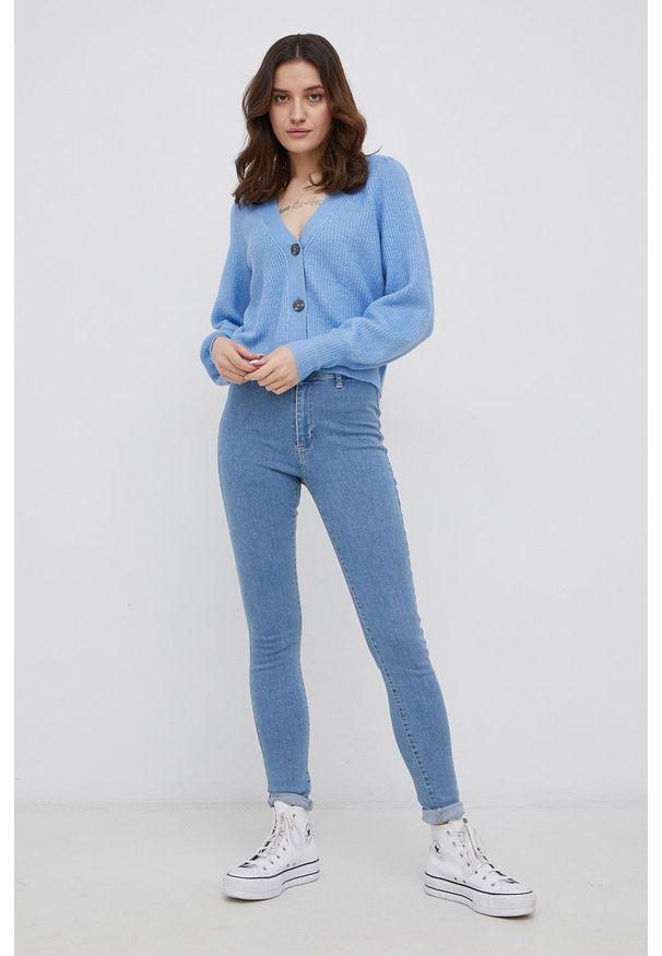 JDY Kardigan damski kolor fioletowy lekki. Okazja: na co dzień. Kolor: fioletowy. Materiał: dzianina. Styl: casual