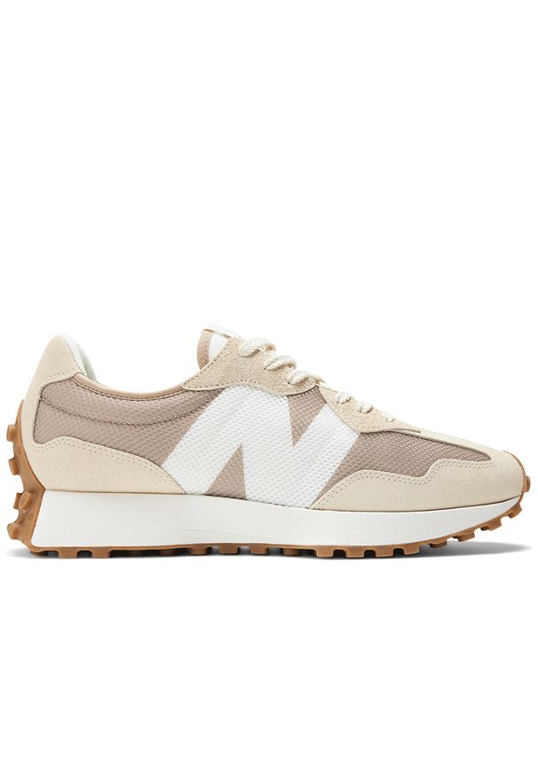 Buty New Balance MS327MT - beżowe. Okazja: na co dzień. Kolor: beżowy. Materiał: guma, zamsz, skóra, materiał. Szerokość cholewki: normalna