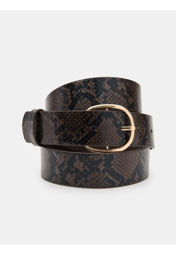 Sinsay - Pasek z imitacji wężowej skóry - wielobarwny. Materiał: skóra