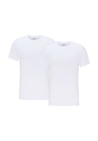 Mustang - 2PACK MUSTANG ALEX C EMBROIDERY MĘSKI T-SHIRT KOSZULKA LOGO TEE GENERAL WHITE 1015050 20045 BIAŁY. Okazja: na co dzień. Kolor: biały. Materiał: jeans, bawełna. Wzór: haft. Styl: casual, klasyczny, elegancki