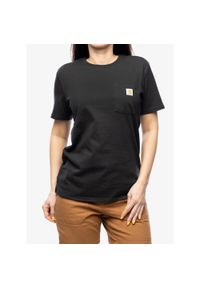 Koszulka bawełniana damska Carhartt Workwear Pocket S/S T-Shirt. Kolor: czarny. Materiał: bawełna