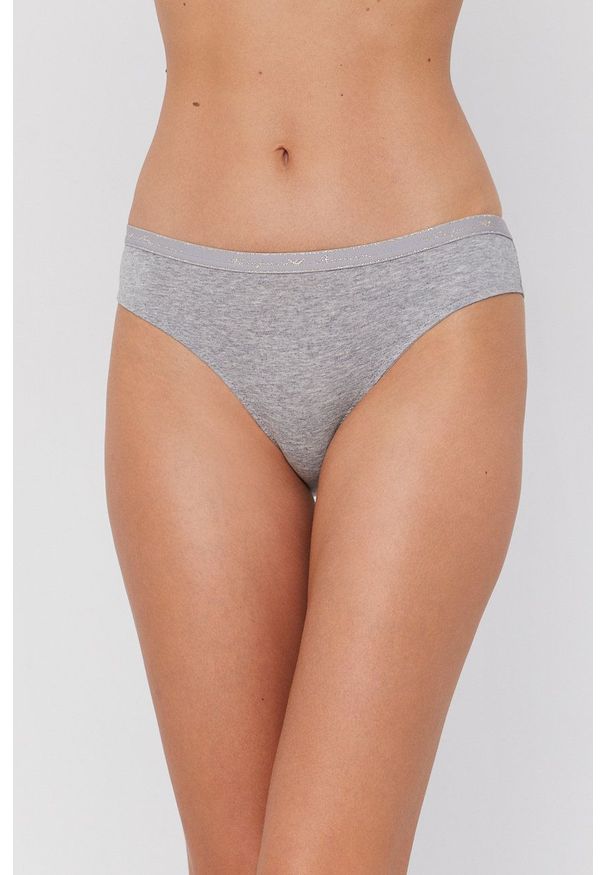 Emporio Armani Underwear Figi kolor szary. Kolor: szary. Materiał: materiał, dzianina. Wzór: gładki